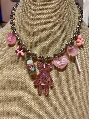 Kawaii Pink Candy, Latte, Barbie Style Acrylic Charm Necklace
